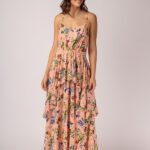 Vestido Laia hojas rosa